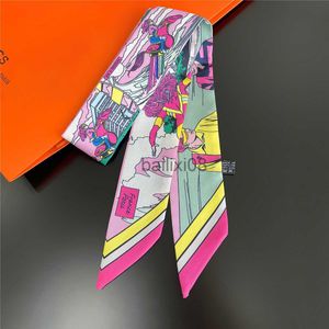 Scarves Big Brand 95cm*5cm Masked Man Printed Bag Strap Small Scarf Women Silk Scarf Headband Long Scarves Bag cessories Tie J230703