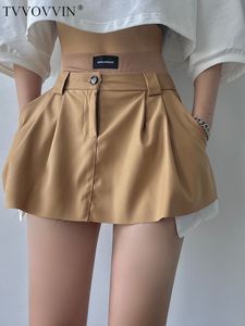 تنورات TVVovovvin High Weist Thin Woolen Frill Skirt A Line Fashion Women Women Skorts اثنين