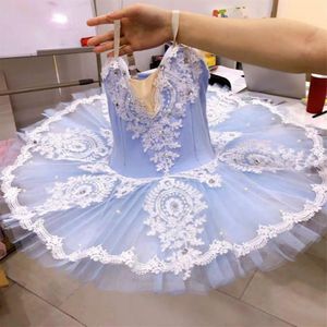 Vestido de balé azul celeste para meninas, crianças, adultos, mulheres, rendas, tutu, cisne, trajes de dança profissionais, adulto, bailarina, festa, palco, crianças, Wea264r