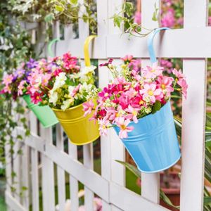 Planters krukor Färgglada blomkrukor avtagbar krok utomhus blomma växtställar växt korg hem trädgård dekor r230614