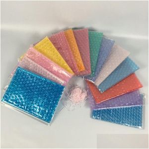 Torby do pakowania Torba bąbelkowa Pvc Colorf Mailer wielokrotnego użytku Zipper Opakowanie na prezenty Odporna na wstrząsy uszczelniona folia Zip Pouch Drop Delivery Office Schoo Dhrbf