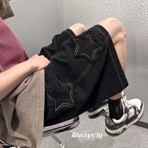 Men's Shorts Y2K Mens Streetwear Breeches Star Korean Harajuku Pocket Denim Hip Hop Cargo Short Pants Grunge Bermudas Jeans Shorts Clothes 230701