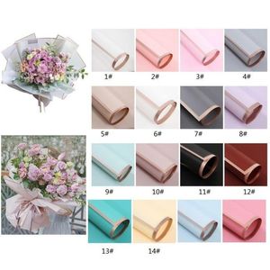 Confezione regalo Bordo dorato Carta floreale San Valentino Fiorista Bouquet Forniture Fai da te Artigianato Imballaggio Carte avvolte 20 Pz / pacco Drop D Dhlwn