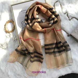 Designer Luxury Bur Home scarves for sale New Checkered Scarf Women's Autumn Winter Korean Edition Versatile Mulberry Silk Shawl Wool Long Dual purpose