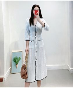 New Maje Ice Silk Hollow out Celebrity Knitted Long Tea Break Dress French Cardigan Dress Small and Luxury