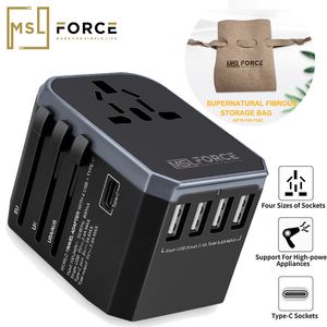 Wtyczka kabla zasilacza MSL Universal Travel Adapter One Międzynarodowa ładowarka ściany AC Adapter z 5.6A Smart Power 3.0A USB Type-C dla UE UK 230701