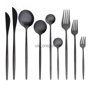 Dinnerware Sets JANKNG Black Tableware Stainless Steel Cutlery Set Forks Knives Spoons Kitchen Dinner Set Fork Spoon Knife Gold Dinnerware Set x0703