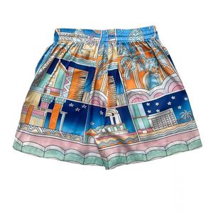 Casa Designer Kort Mode Fritidskläder Strandshorts Casablanca Shorts 23 Ny Maya Mythology Twill Silk Shorts för män Kvinnor älskare