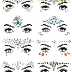 Temporary Tattoos Sdattor Women Mermaid Face Gems Glitter Rave Face Jewels Festival Crystals Face Stickers Eyes Face Body Temporary Ta 230701