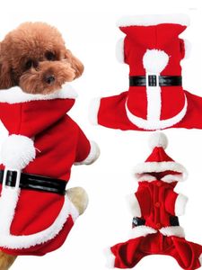 Vestuário para cães, roupas de Natal para animais de estimação, fantasia de Papai Noel, casaco com capuz, inverno, cachorro, cachorro, jaqueta, com boné, para animais de estimação