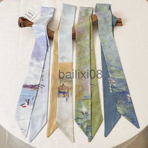 Scarves Silk Scarf Artistic Sense Arm Bag Hair Band Belt All-Match Decorative Scarf Thin Narrow Long Ribbon J230703