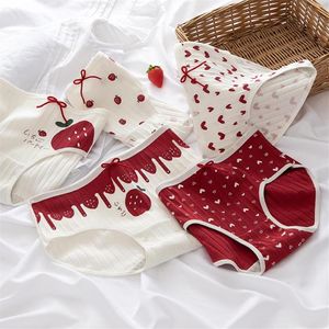 Majki damskie Działa moda miłość truskawkowa bawełna wysokiej jakości bielizna Big Red Crotch Mid-Woist210o