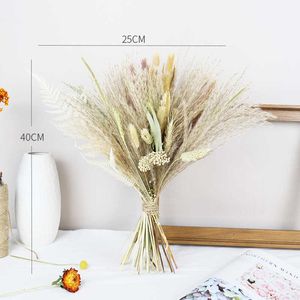 Fiori secchi Bouquet di erba naturale Sfondo di matrimonio davvero soffice per decorazioni per la casa Accessori fai da te Regali di festa