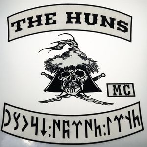 NUOVO ARRIVO The HUNS Patch MC ricamata per giubbotto da motociclista GIACCA in pelle Vest Patch Distintivo di grandi dimensioni 268J