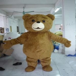 2018 Mascotte di fabbrica Taglia per adulti Cartone animato lungo peluche ted orso bruno Costume mascotte mascotte costume di halloween natale Pazzo 227u