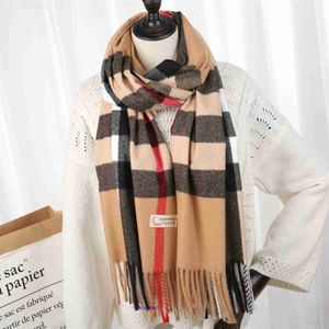 Fashion winter scarves retail for sale 2023 New Autumn and Winter British Style Imitation Cashmere Barbed Plaid Scarf Shawl Thick Comfortable Warm 250g Long