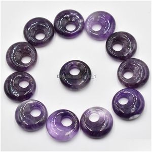 Чары 18 -мм натуральный камень Аметист кристаллы Gogo Donut Beads для украшения ювелирных изделий.