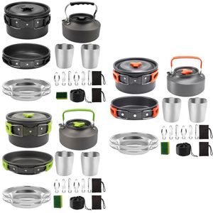 Camp Kitchen Camping Cookware Portable Pot Pan Cup Teaport Set Foldning Outdoor Cooking Picknick Tabellery Tool Travel Equipment Drop 230701