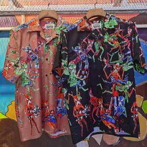Herren-Freizeithemden, WACKO MARIA-Kollektion, klassisches Hawaii-Kurzarmhemd mit Graffiti-Print für Männer und Frauen