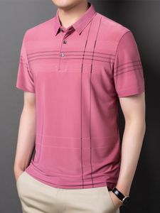 Męskie koszulki polo GAAJ marka męska koszulka polo biznesowa koszulka w paski topy luźna koszulka regularny krój koszulka społeczna koszulka polo odzież męska stylowa odzież 230703