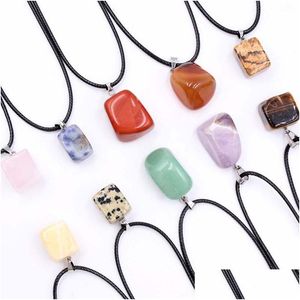 Pendant Necklaces Natural Crystal Irregar Agate Stone Reiki Healing Crystals Charms Rope Chain Necklace For Women Men Drop Delivery Dhhnp