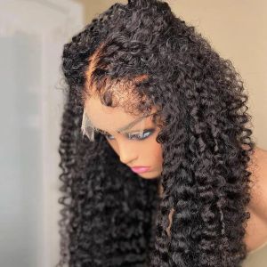 2023 Lace Front Human Hair Wigs afro Deep Wave Curl Transparent HD Frontal Closure Wig perruque for black women