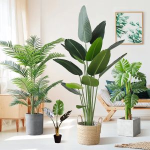 Large Artificial Palm Tree Tropical Plants Branches Plastic Fake Leaves Green Monstera for Home Garden Room Office Decor