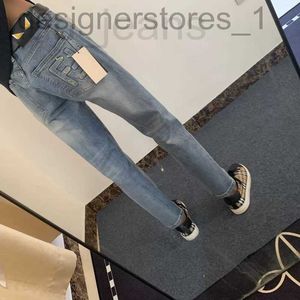 Men's Jeans designer Designer Spring and Autumn New Embroidery Letter Straight Slim Fit Feet Elastic Cropped Pants D00M B0P0