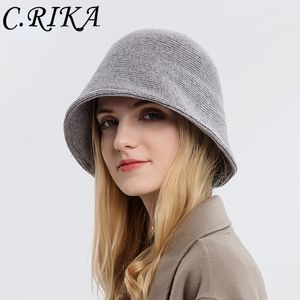 Autumn Winter New Knitted Bucket Hat Women Casual Outdoor Warm Fishman Hat Lady Solid Color Fashion Basin Hat Designer Style