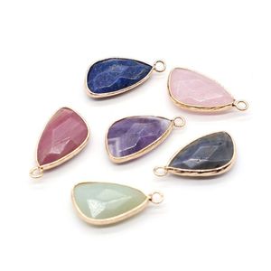 Charms Natural Stone Chakra Rose Quartz Healing Reiki Amethyst Crystal Pendant Finding For Diy Men Necklaces Jewelry 14X26Mm Drop De Dh5V9