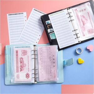 Notepads A6 Binder Er With 8Pcs Pvc Pockets And 12Pcs Expense Budget Sheets For Money Receipts Budgeting Organizer Drop Delivery Off Dh4Vh