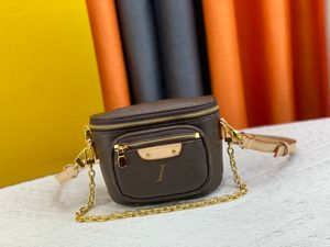 Дизайнерский роскошный портативная женщина -сумка мини -рюкзак M82335 Подлинная кожаная золотая цепь день