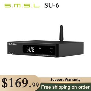 Konnektörler SMSL Su6 kod çözücü ES9038Q2M OPA1612*4 32bit/768kHz DSD512 Bluetooth 5.0 SU6 Masaüstü Mini Audio DAC uzaktan kumandalı