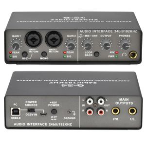 Guitar Professional Audio Interface Sound Card with Monitoring Electric Guitar Live Recording Audio Extractor for Studio Singing Q24