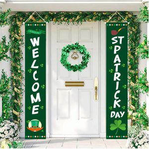 Other Event Party Supplies St Patrick's Day Decoration Door Curtain Saint Patrick Green Clover Banner Irish Couplet Flag Home Ornaments 230701