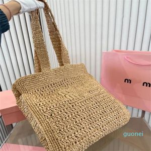 Designer-Sommer-Strohtasche für Frauen, gewebte handgemachte Handtasche, große Kapazität, Damen-Tasche, Urlaub, Strandtasche, Schultertasche