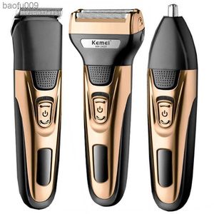 Kemei grooming kit electric shaver for men beard hair trimmer body nose ear shaving machine face electric razor rechargeable L230520