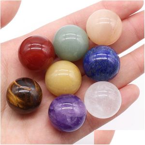 Pietra 20Mm Reiki Healing Chakra Natural Craft Ball Bead Quartz Mineral Crystals Tumbled Gemstones Hand Piece Home Decoration Accesso Dhw7P