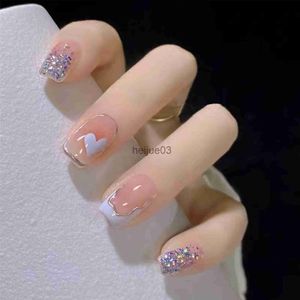 Unghie finte New Press On Nail Tips Una scatola di 24 pezzi di adesivi per unghie rifiniti con colla Set di strumenti per manicure per unghie finte confezionati singolarmente x0703