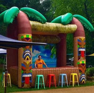 3M / 4M Tiki bar gonfiabile aperto all'aperto con pub portatile per bere a palma che serve bar per feste estive in spiaggia