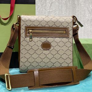 Yüksek kaliteli tasarımcı çanta erkek mini portatif portatif elçi çantası vintage tarzı omuz çantası moda crossbody çanta 681021