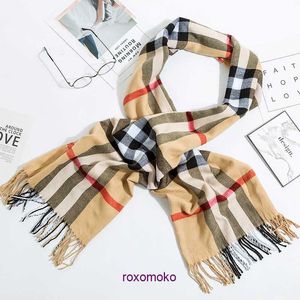 Fashion winter scarves retail for sale Scarf Women's 2023 Winter New Checker Print Tassel Imitation Cashmere Mid length Warm Shawl Neck