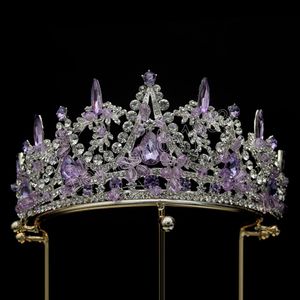 Perline di cristallo rosa fatte a mano Tiara barocca Corona da donna Ragazze da sposa 6 colori Accessori per gioielli da sposa con corona da sposa