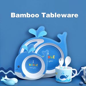 Cups Dishes Utensils Cute Children Bamboo Fiber Baby Feeding Bowl Tableware Infant Portable Creative Kid Plates 230703