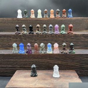 Stone 3cm Natural Crystal Buddha Ornament Figurine Obsidian Quartz Handgravering Crafts Buddhism Statue Feng Shui Home Decor Drop D DH05P