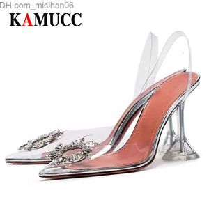 Dress Shoes Dress Shoes Transparent High Heels Sexy Pointed Toe Crystal Shoes Wedding Party Brand Fashion Shoes for Lady Thin Heels Luxury Women Pumps Z230703