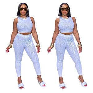 Summer New Fashion Sports Vest Ladies Short Sleeve Casual Trousers White Two-piece Set Free Ship