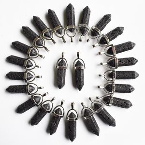 Charms Natural Lava Volcanic Rock Stone Pillar Shape Point Chakra Pendants For Jewelry Making Wholesale Drop Leverans Findings Componation DHIW9