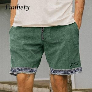 Men's Shorts Fashion Printed Male Short Pants Summer Vintage Corduroy Pockets Surfing Casual Beach Running Breechcloth Bottoms 230703