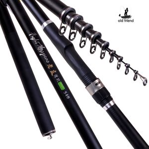 Boat Fishing Rods Old friend Portable RockFishing Rod5.4m 6.3m 7.2m Carp rod Telescopic Sea Fishing Rod carbon fiber Surf Feeder Rod Spinning Rod 230703